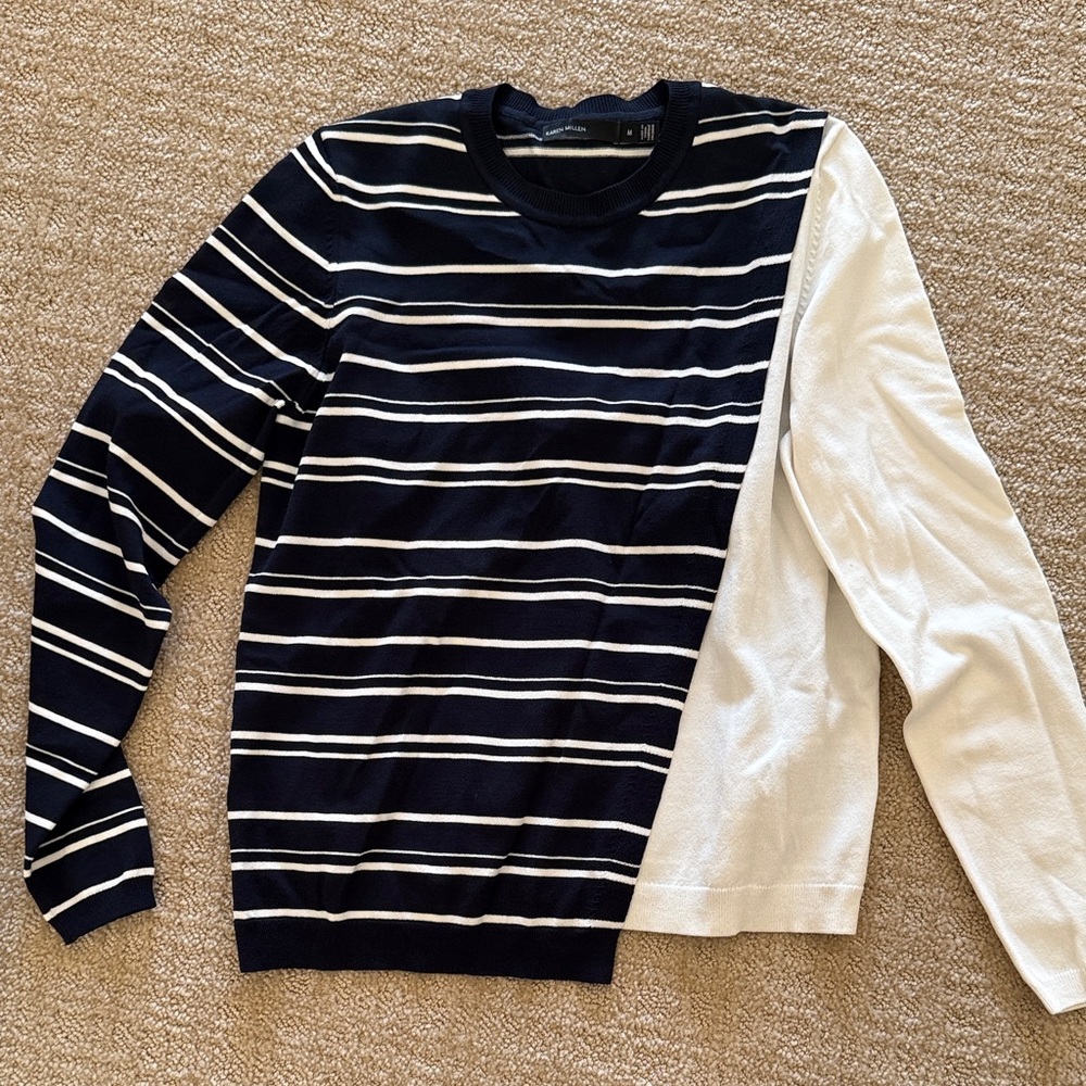 Karen Millen Navy and White Striped Sweater